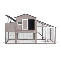 Chicken Coop Outdoor for 2-3 Chickens Hous- Poultry Cage Back Yard Mobile Hen House with Run & Nesting Box