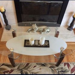 Ashley Glass Coffee Table And Matching 2 Side Tables