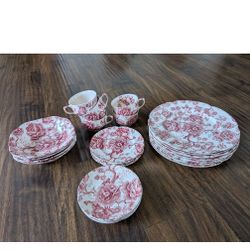 English Chippendale Johnson Bros England 27 items 103232 tea and plates set