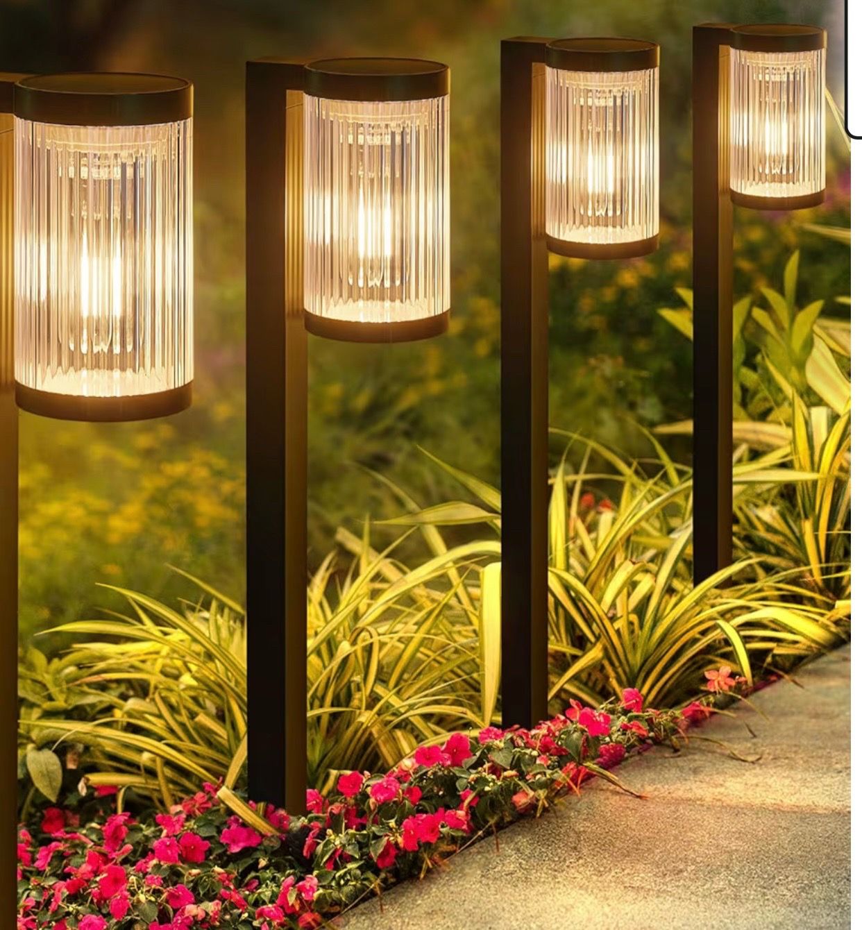 Led solar path lights 4 pack new