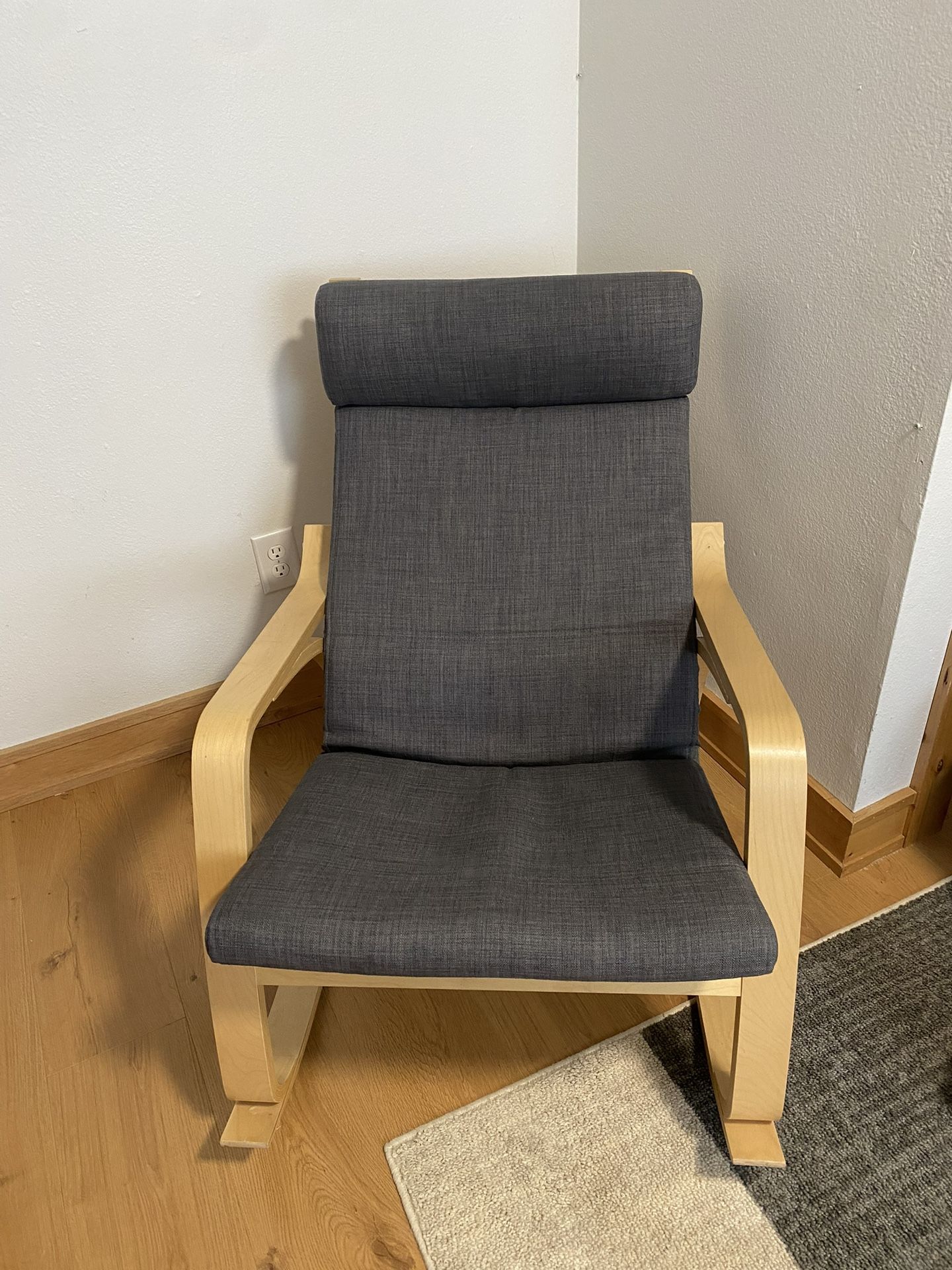 IKEA POÄNG Rocking chair birch veneer Skiftebo dark gray