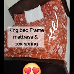 😚 KING BED FRAME, MATTRESS & BOX SPRING 