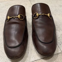Men Gucci Princetown Brown Slip-On Loafers Size 8.5 