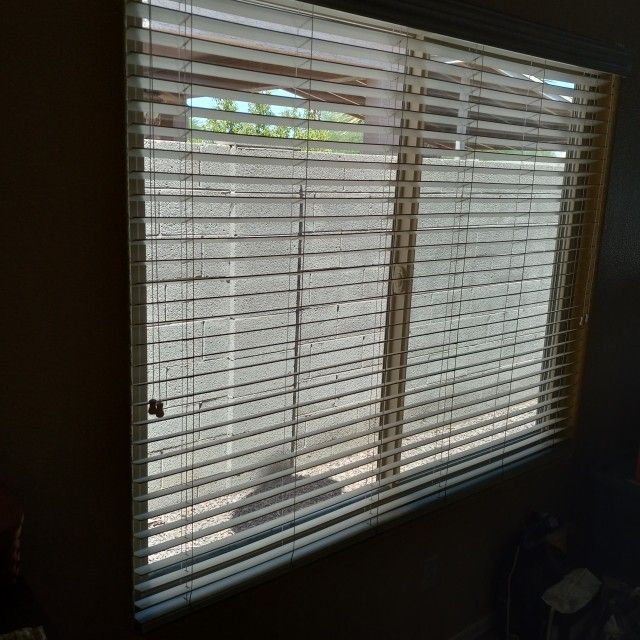 White Wood Window Blind 71" x 57"