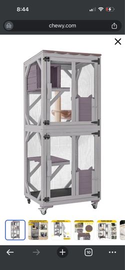 Aivituvin AIR22-M Catio Wooden Outdoor Wheeled Cat House, Gray, Medium
