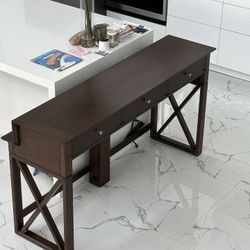 Walnut Look Wood Console Table