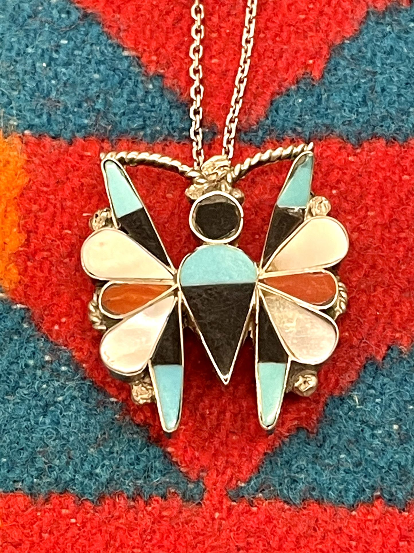 Zuni Diana Othole Sterling Inlaid Necklace.