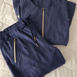 Jaanuu Scrub Set – Navy Blue, Size Small (Top & Bottom)