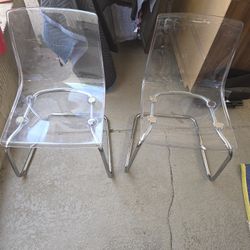 IKEA TOBIAS Clear Dining Chairs – Set of 2 – Chrome Base (Designer)
