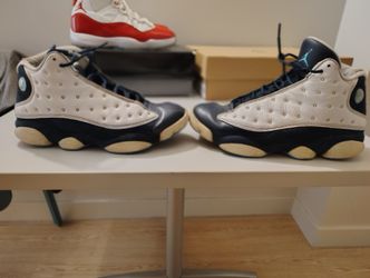 Jordans 13s white and navy blue