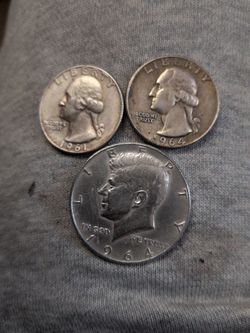 1964 Kennedy half & 2 pre-64 Quarters