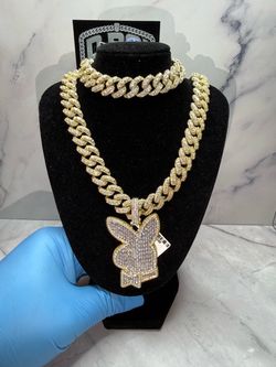 14k Golfilled Cuban Chain,Bracelet,and Pendant Bundle