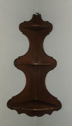 VINTAGE WOOD ACCENT WALL CORNER SHELF LEDGE KNICKKNACK TRINKET DECOR DISPLAY