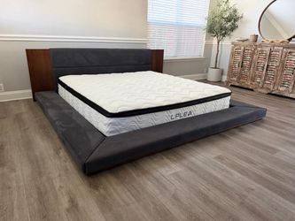 Modern King Platform Bed Frame + Mattress