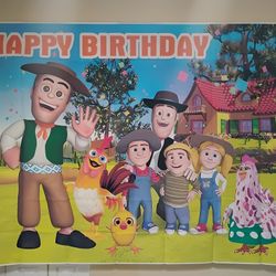 Happy Birthday Farm Background Banner 7 Ft x 5 Ft NEW 
