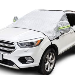 AstroAI Windshield Cover for Ice and Snow, Car Windshield Snow Cover 4-Layer Protection for Snow, Ice, UV, Frost Wiper & Mirror Protector, Windproof S