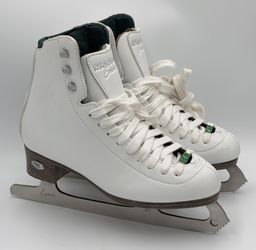 Riedell Emerald Model 119W Ladies Size 5 Womens White Ice Skates Luna Blades