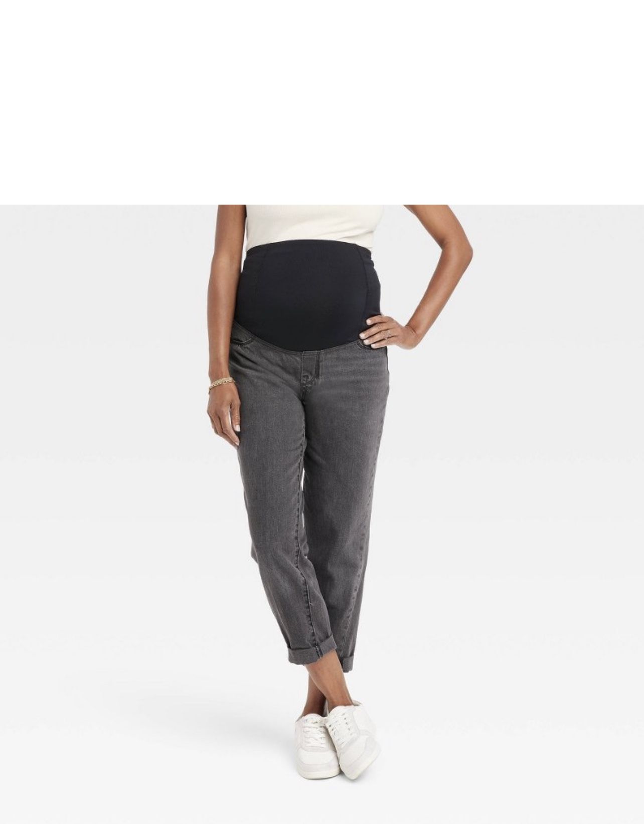 Over Belly Boyfriend Maternity Jeans-black Wash Size 12