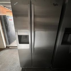Whirlpool Stainless Steel Side By Side Refrigerator Used 33” Wide 