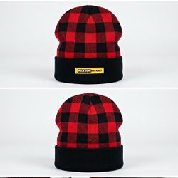 Reason H9-915 Red/Black Plaid Knit Acrylic Beanie One Size Men