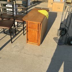 Foldable Wooden Table With Cabinet Compartments