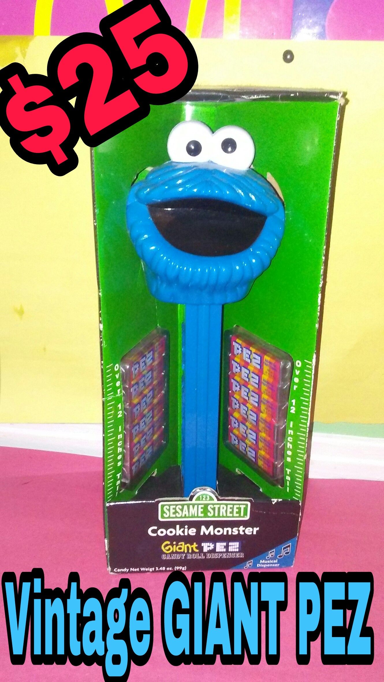 Giant pez candy dispenser sesame street cookie monster vintage