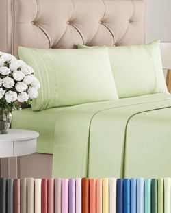 King Size Sheet Set, 4 Piece, Light Sage Green