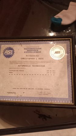 Ase certified mechanic