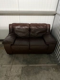 Brown Leather Loveseat Sofa