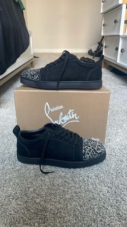 Christian Louboutin Black Suede Crystal Toe Sneakers