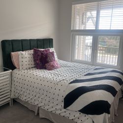 Queen Bed With Velvet Headboard