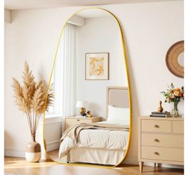 Antok 81"x41" Wavy Full-Length Mirror with Stand - Elegant Floor Mirror, Shatterproof, Freestanding/Wall Mount, for Bedroom, Dressing Room, Reinforced