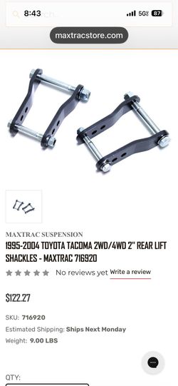 Maxtrac adjustable lift shackles