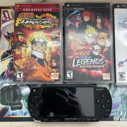 Sony PSP 1000 Console Bundle (Black) + 4 Games