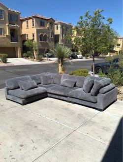 Gray Corduroy Sectional Couch - Free Delivery!
