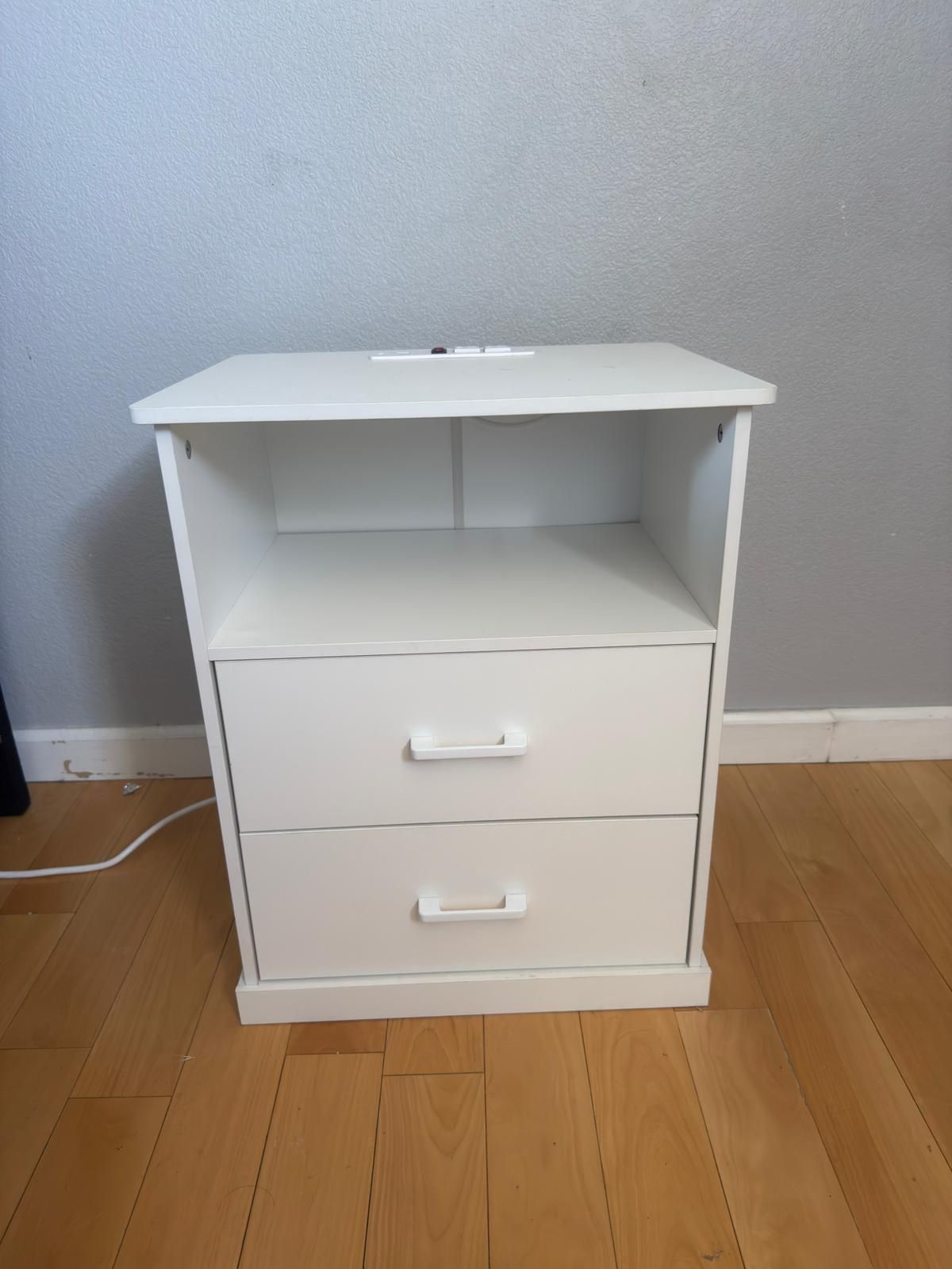 End Table White,with 2 Drawers and Large Storage Space TC02WET