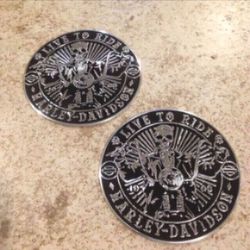 Harley Davidson Motorcycle Emblems Metal Decal Live To Ride Black & Stainless