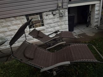 Pair of Reclining Outdoor Sling Chairs
