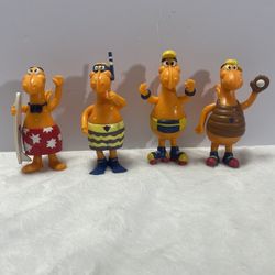 4 CHEESASAURUS REX Dinosaur Vintage Kraft Bendy Figure Lot Toy Mac N Cheese 1991