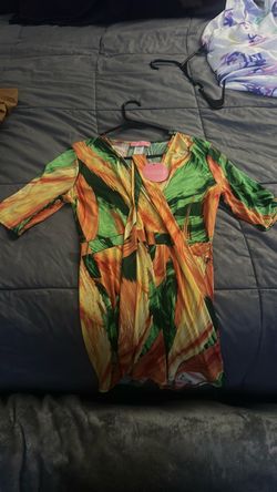 Tropical Print Wrap Mini Romper