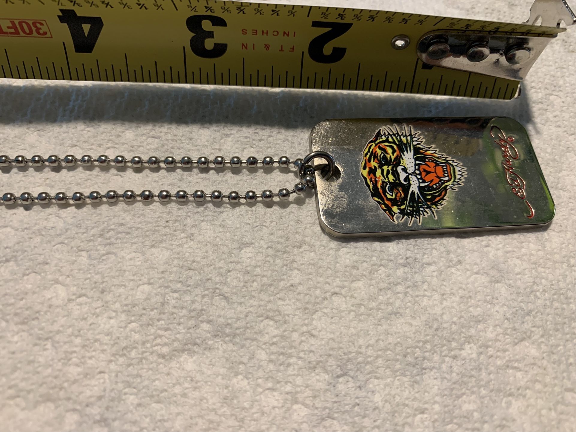 22 Inch Bead Link Necklace W/ Ed Hardy Tiger Pendant