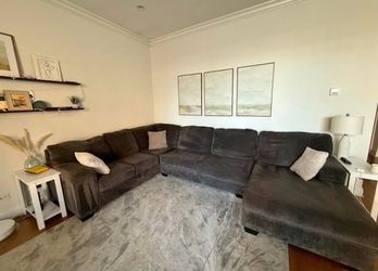 Large Dark Gray Sectional Sofa with Chaise