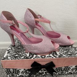 Bordello Pink Sparkly Heels Size 10
