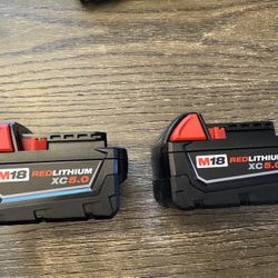 NEW 2 MILWAUKEE M18 5.0 BATTERIES 