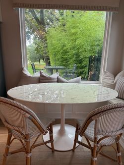 New marble pedestal table 60" x 35.5"