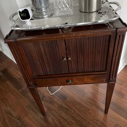 Beautiful Antique Accent Table With Accordion Doors 