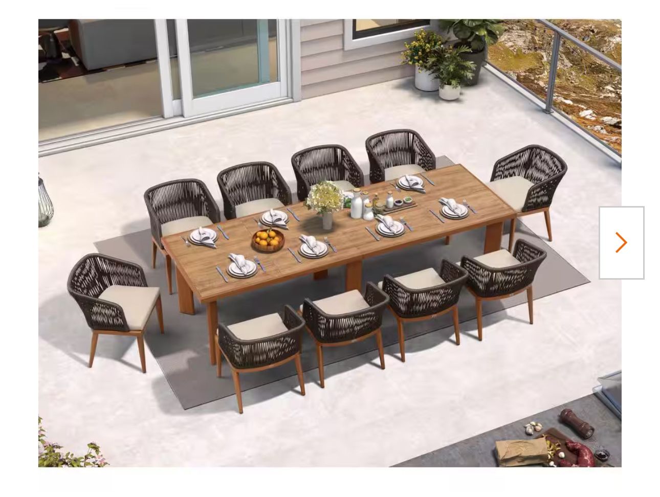 11-Piece Aluminum Wicker Dining Table and Armchair