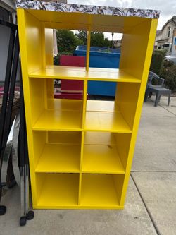 MUST GO Two Yellow Ikea Kallax Shelves OBO
