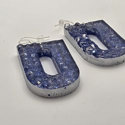 Blue Bead and Resin Earrings 