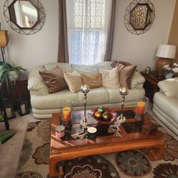 Leather Sofa & Love Seat & Tables 